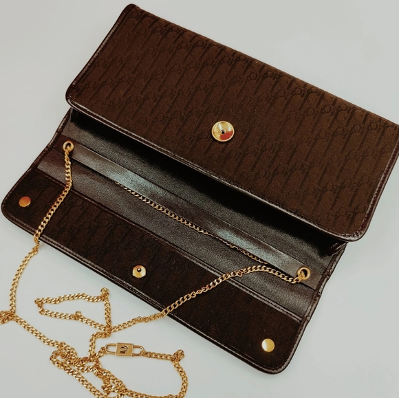 Christian Dior Vintage Clutch Purse Authentic Monogram Made France Frame 1980s - Picture 8 of 12